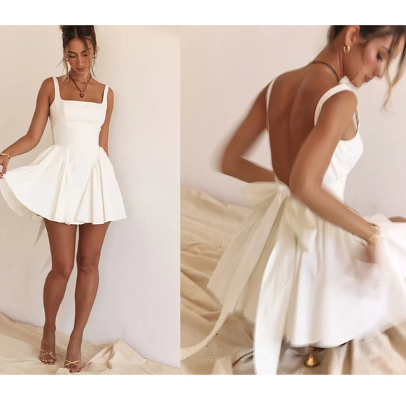 HOUSE OF CB 'Florianne' Ivory Bow Mini Dress NWOT size M - Picture 14 of 14
